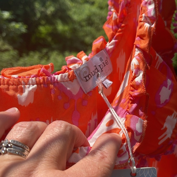 Orange & Pink combo Mudpie mini dress. - Picture 2 of 4